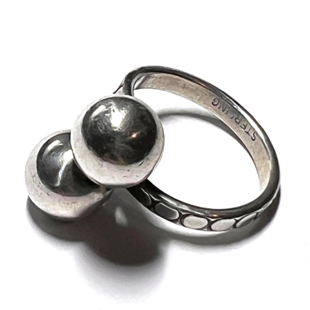 Mid-Century Vintage Sterling Silver Double Ball Ring  1940's - Picture 3 of 11